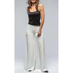 T.ba Maxi Pants In White Sharkskin Side Zip Retail $605 NWT Size 40 US 6 / 8